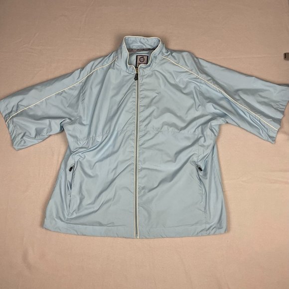 Sunderland of Scotland Blue Full Zip Windbreaker Short Sleeve Jacket No Size Tag